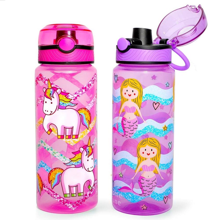Home Tune 23oz Kids Water Bottle Set - Unicorn & Mermaid - Image 1